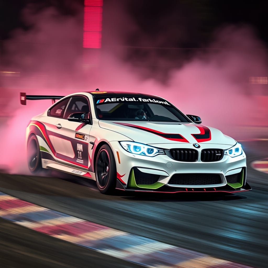 BMW M4 Drifting with Neon Lights