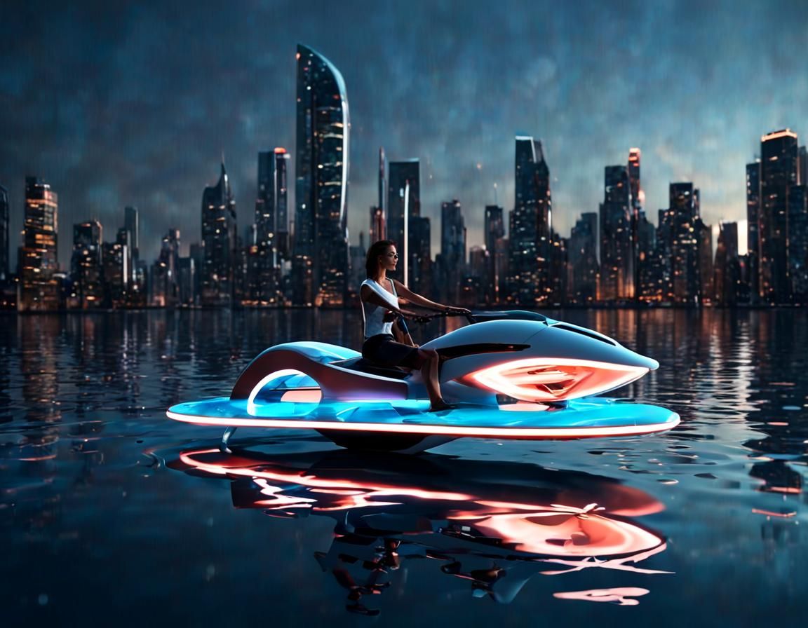 Futuristic Water Bike for Floating Cities
