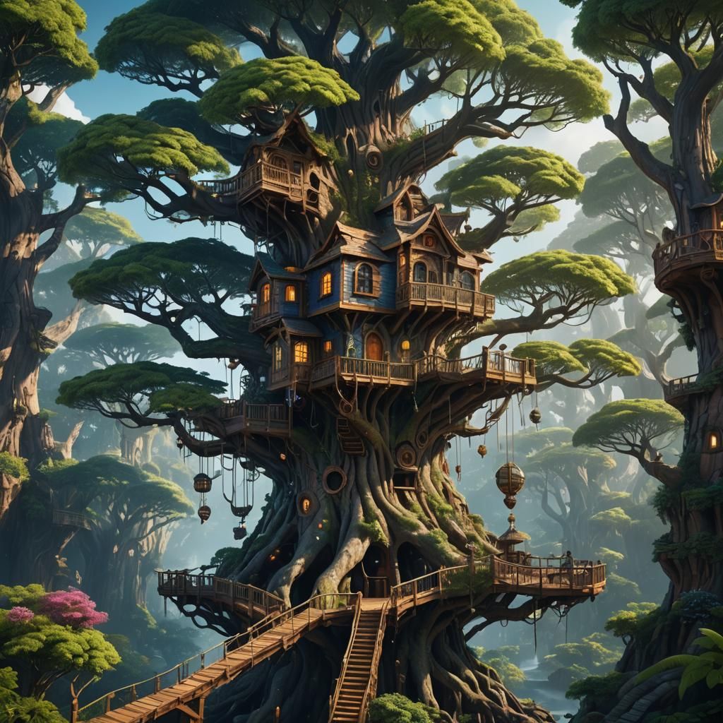 Fantastical Galactic Treehouse Concept Art