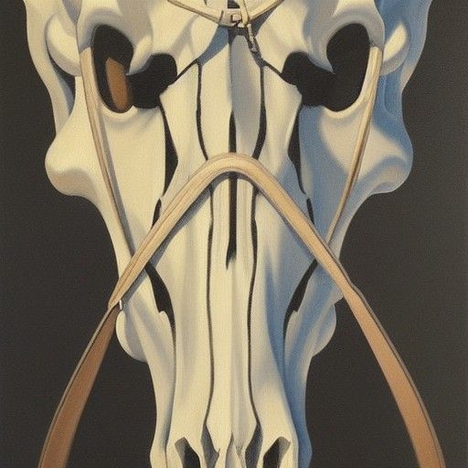 Cartoon Horse Skull in Tokyo, Oil Painting Style