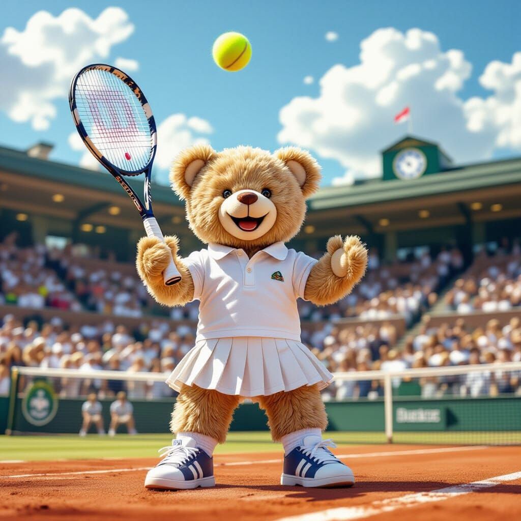 Teddy Bear's Triumph at Wimbledon Centre Court
