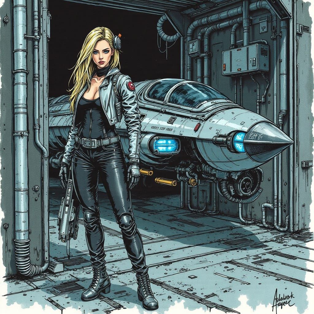 Confident Space Pilot in Futuristic Cockpit