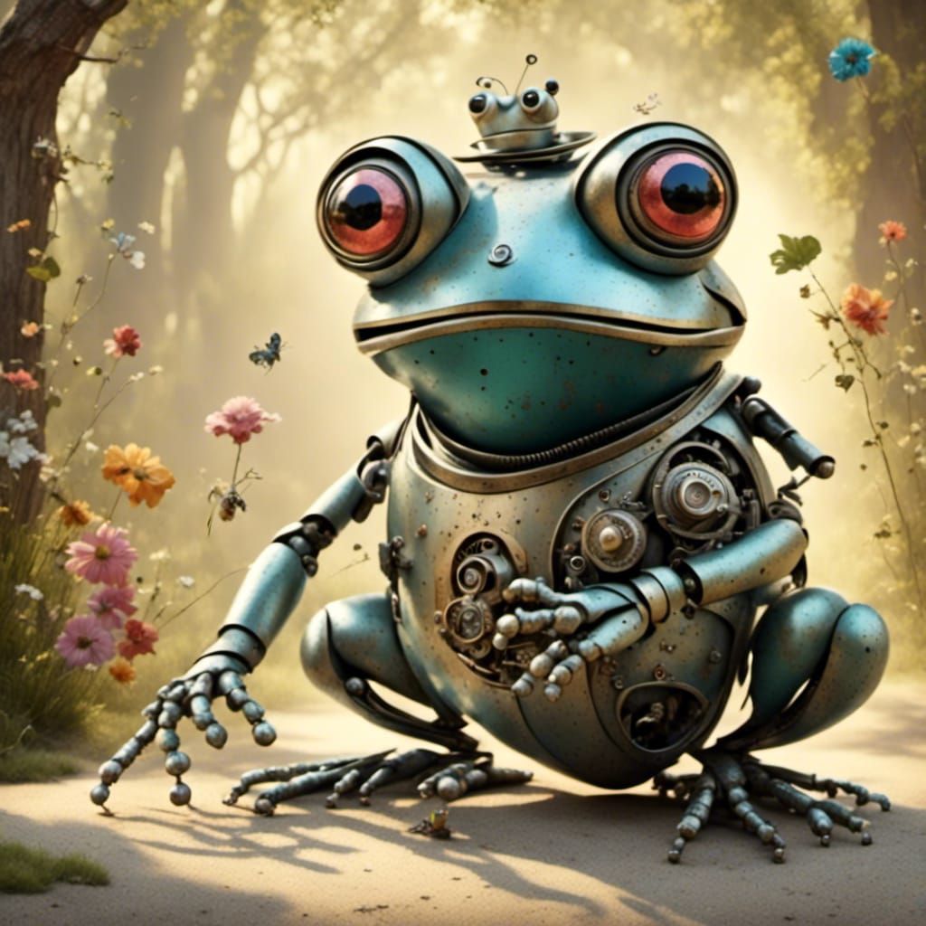 Joyful Dadaist Robot Frog in High Resolution