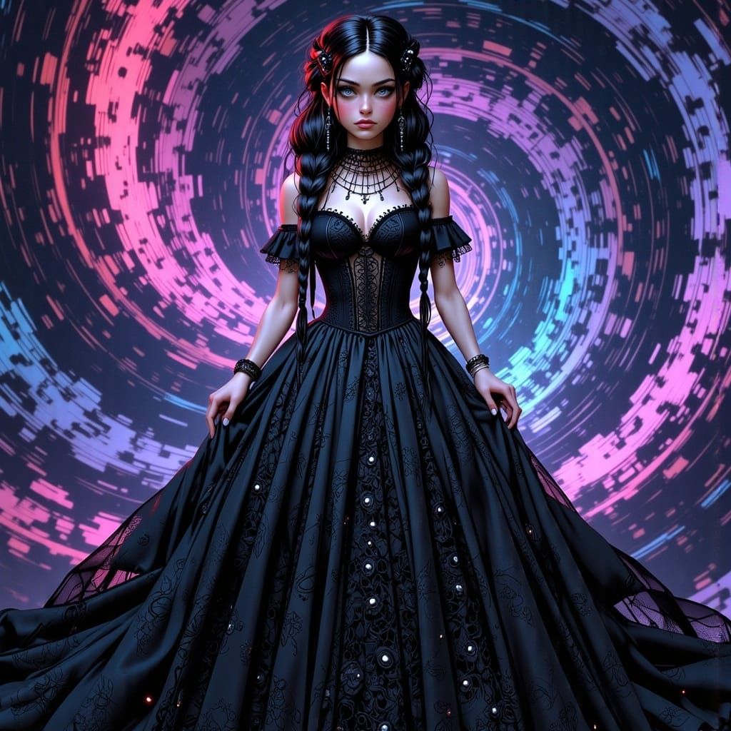 Wednesday Addams in Victorian Gown at Dreamlike Prom