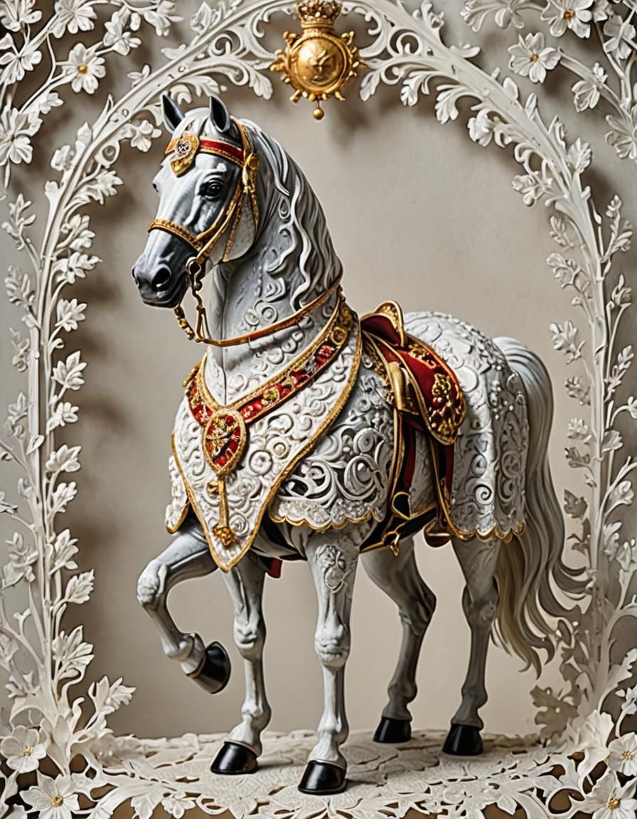 Magical Prince on White Horse in Fantasy Setting
