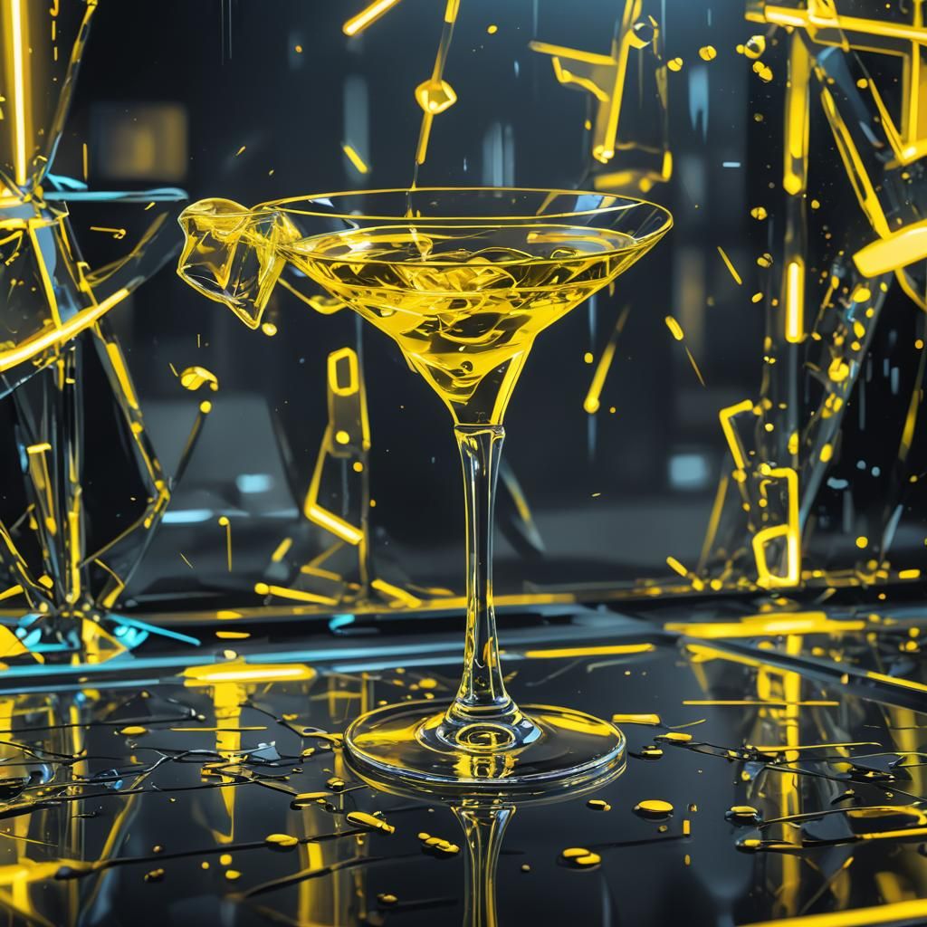 Neon Cocktail in Comic Book Style