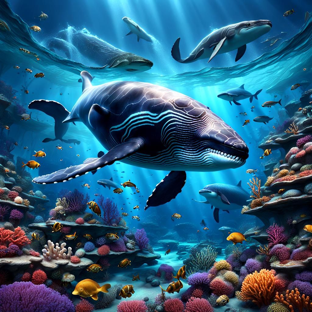 Underwater Ecosystem: Whales, Reefs, and Turtles