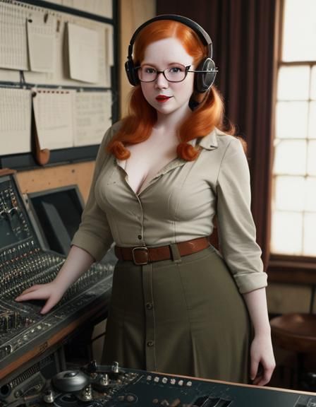Vintage Studio: Redhead at 1940s Mixing Board