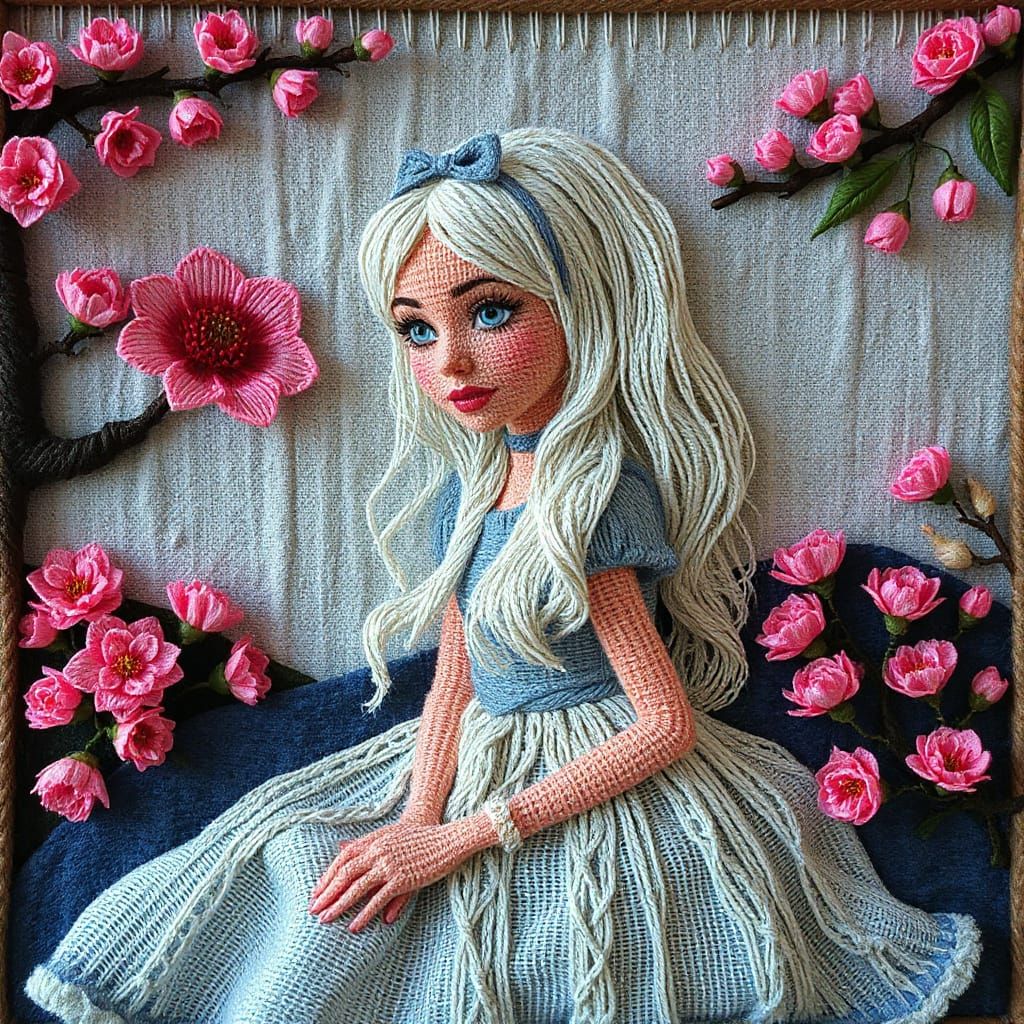 Surreal Wonderland Scene Crafted from Delicate Threads
