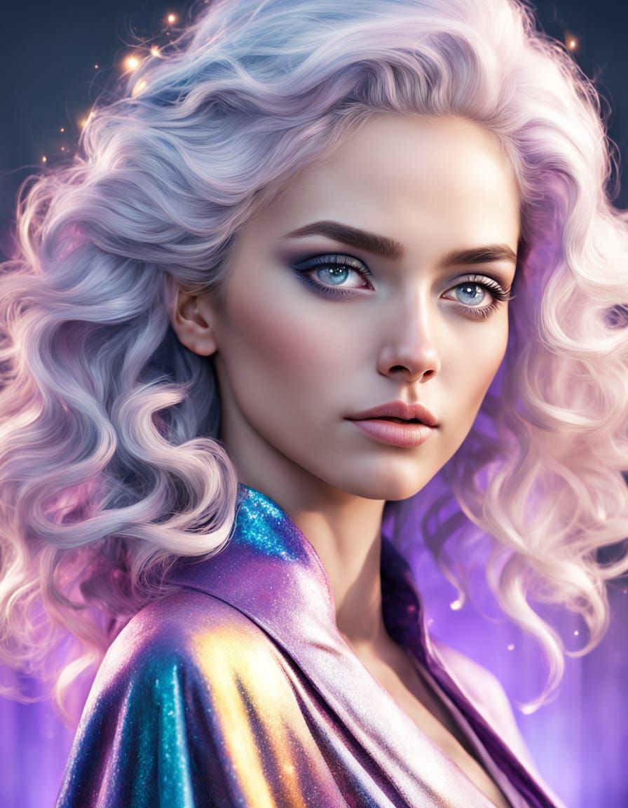 Elegant Portrait of a Woman in Triadic Colors