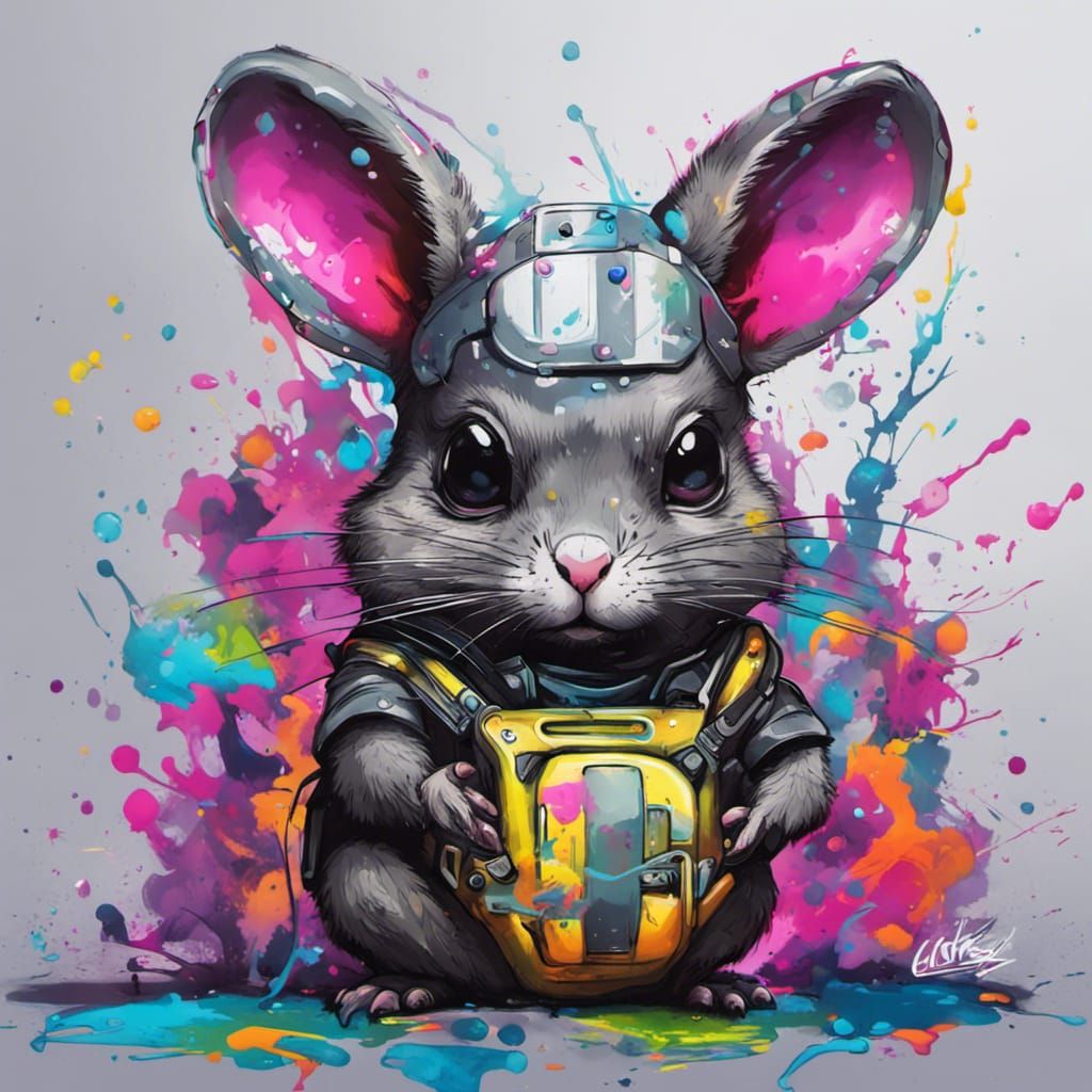 Cyberpunk Chinchilla Graffiti Art: Ultra Detailed