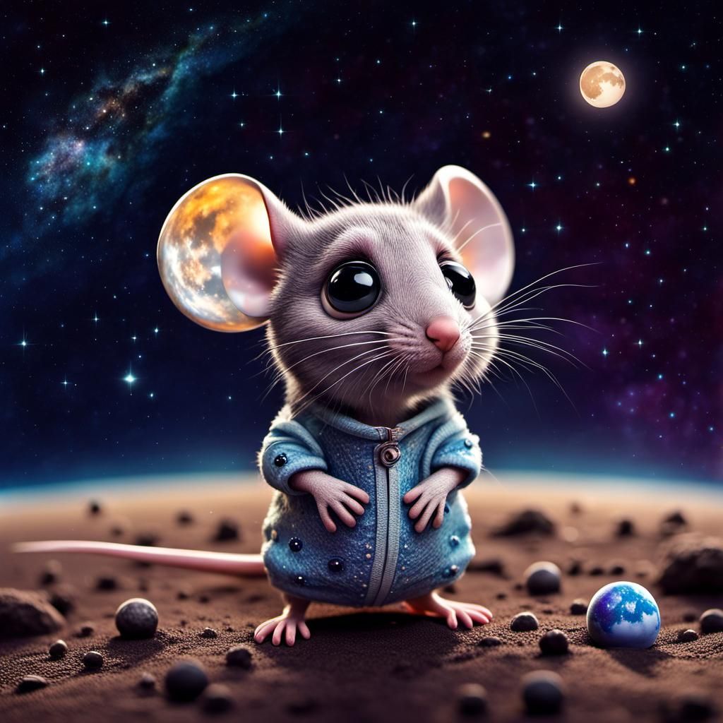 Chibi Mouse on the Moon: Macro Photograph