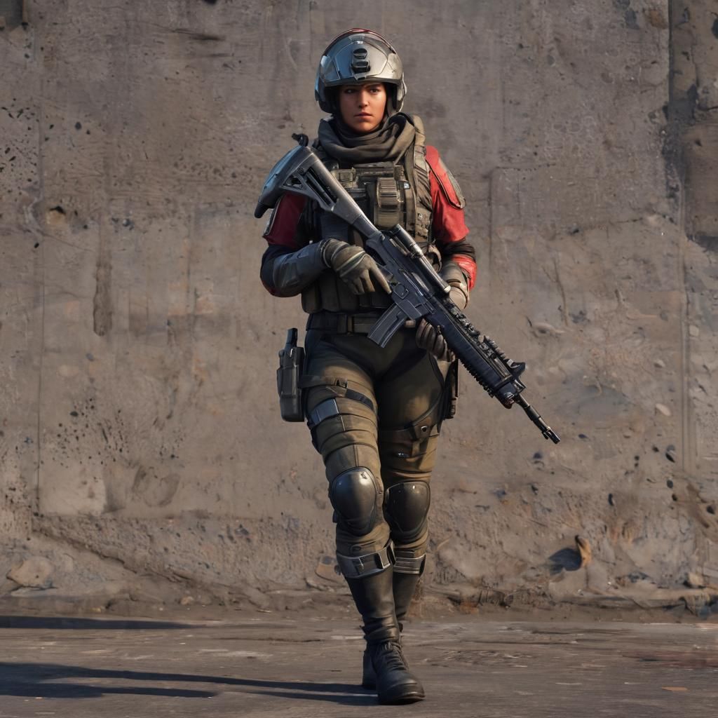 Futuristic Rebel Soldier in Urban Sci-Fi Setting