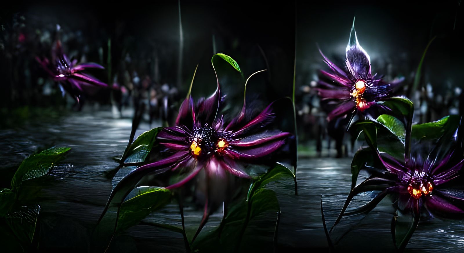 Passionflower in Darkness: High-Resolution Concept Art