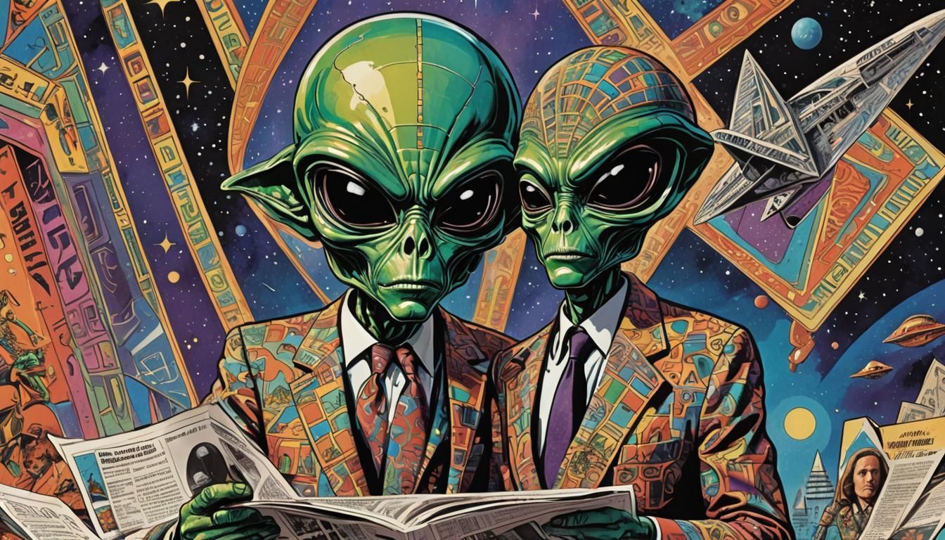 Psychedelic Alien TV Ad in Comic Book Style