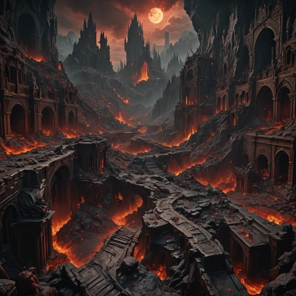 Infernal Landscape Inspired by Dante's Sixth Circle