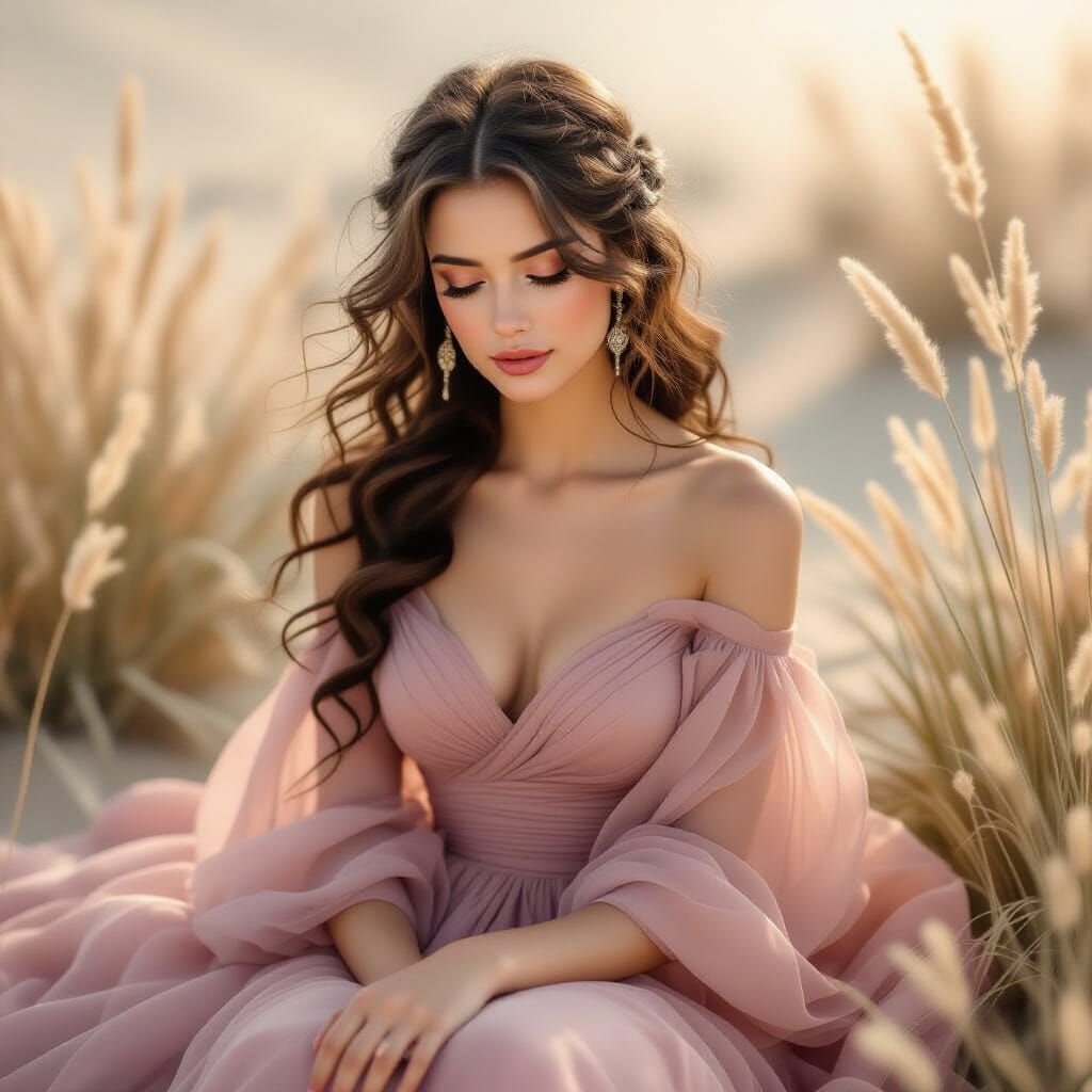 Ethereal Lady in Dreamy Haze, Fantasy Art