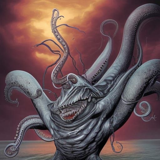 Giant Leviathan with Bone Mask in Comic Book Style