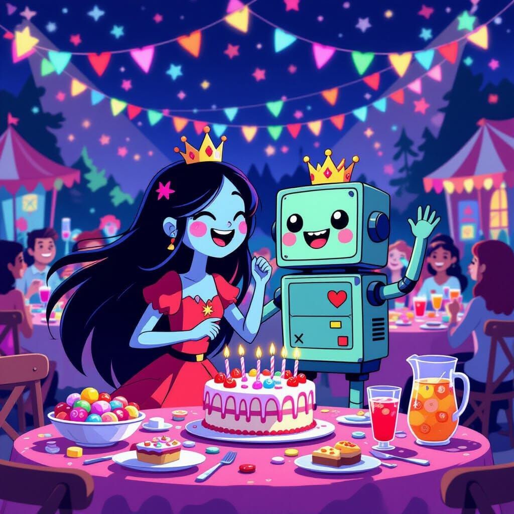 Marceline and BMO Dance at a Lively Candy-Filled Party