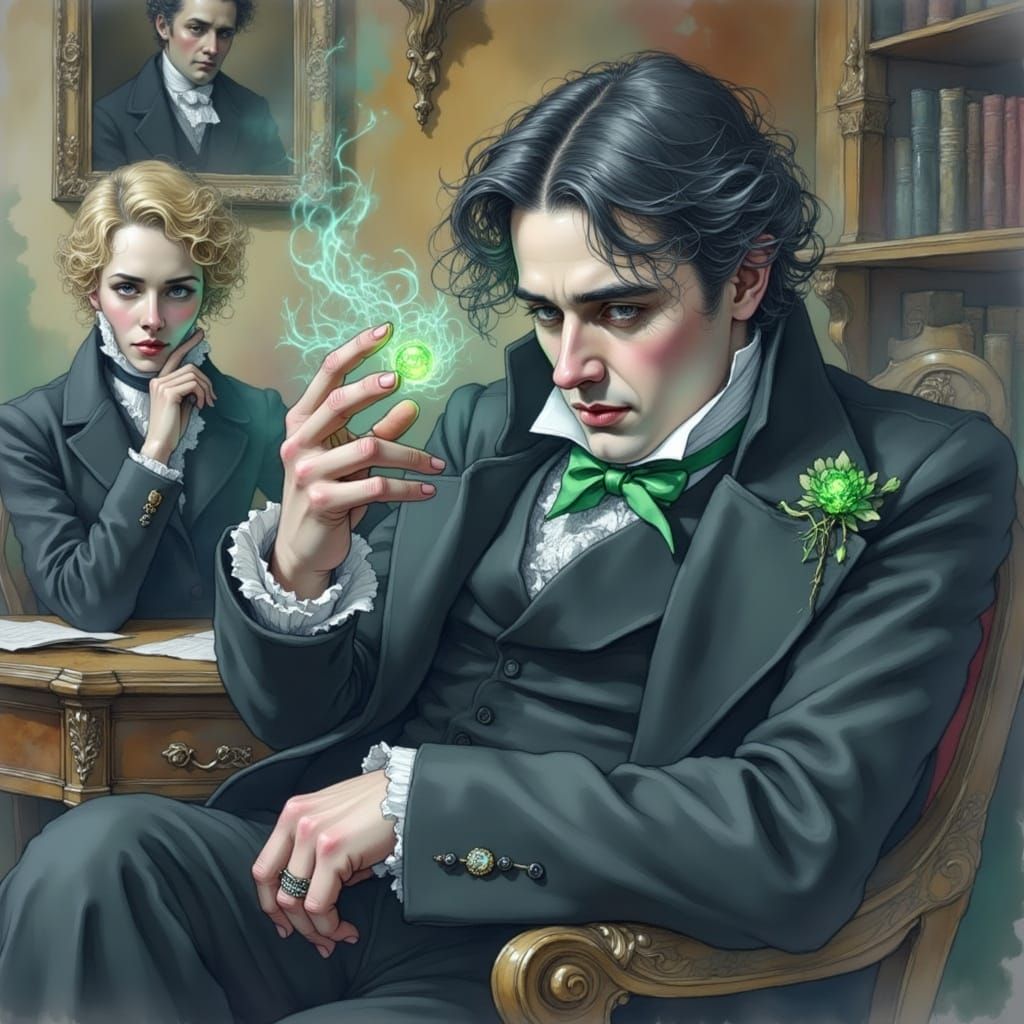 Oscar Wilde and Douglas Duel in Victorian Drawing Room