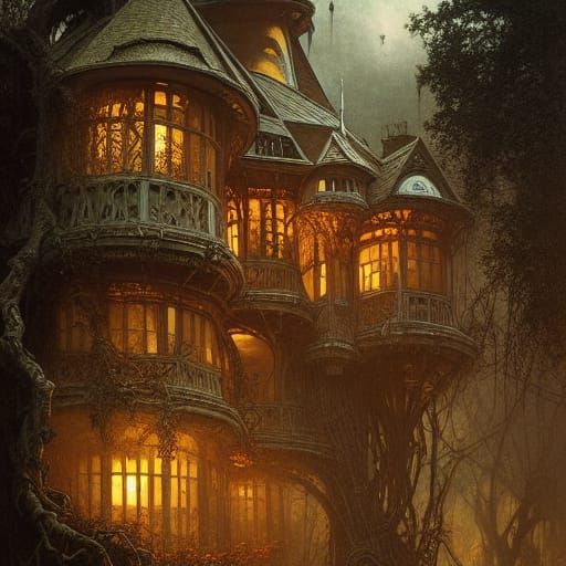 Spooky Haunted Treehouse Concept Art