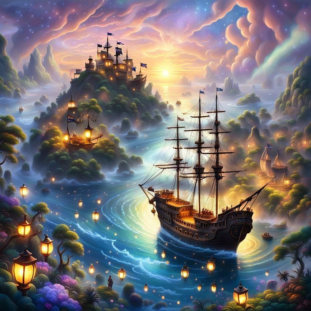 Ethereal Treasure Island in Luminist Style