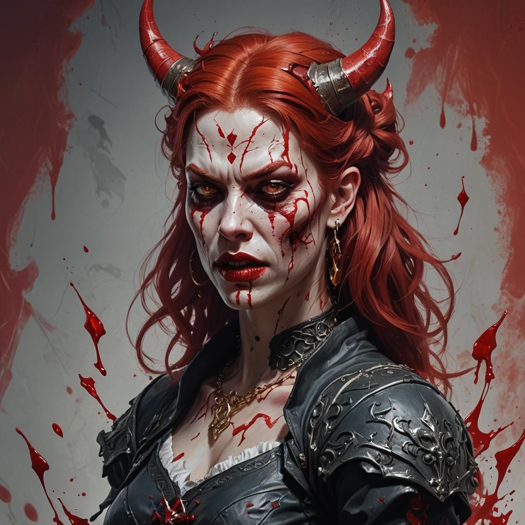 Female Devil Queen in Splash Art Style