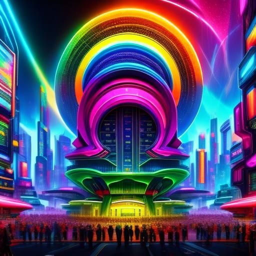 Psychedelic Cyberpunk Dream Cityscape
