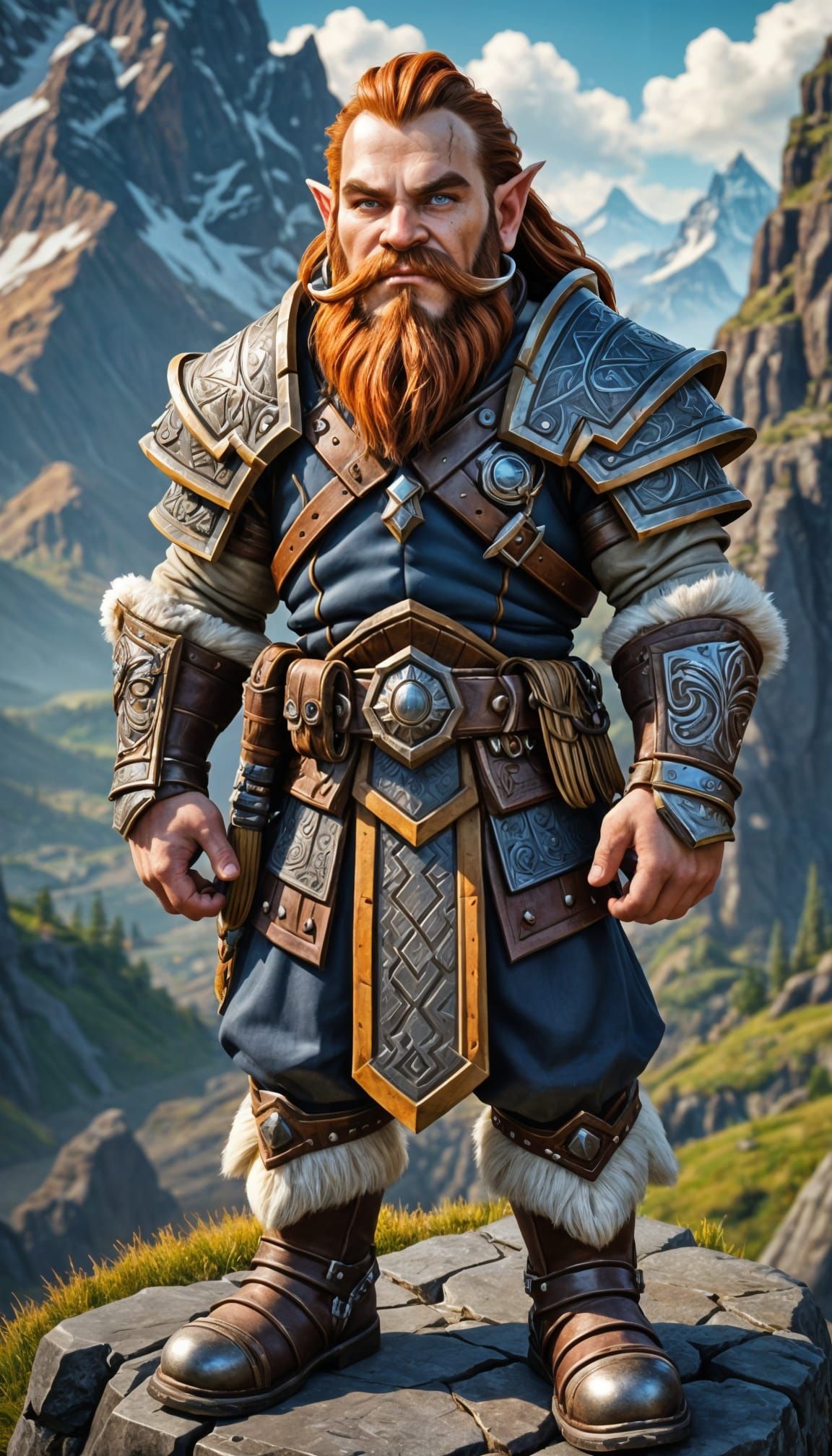 Young Warcraft Dwarf in Intricate Armor