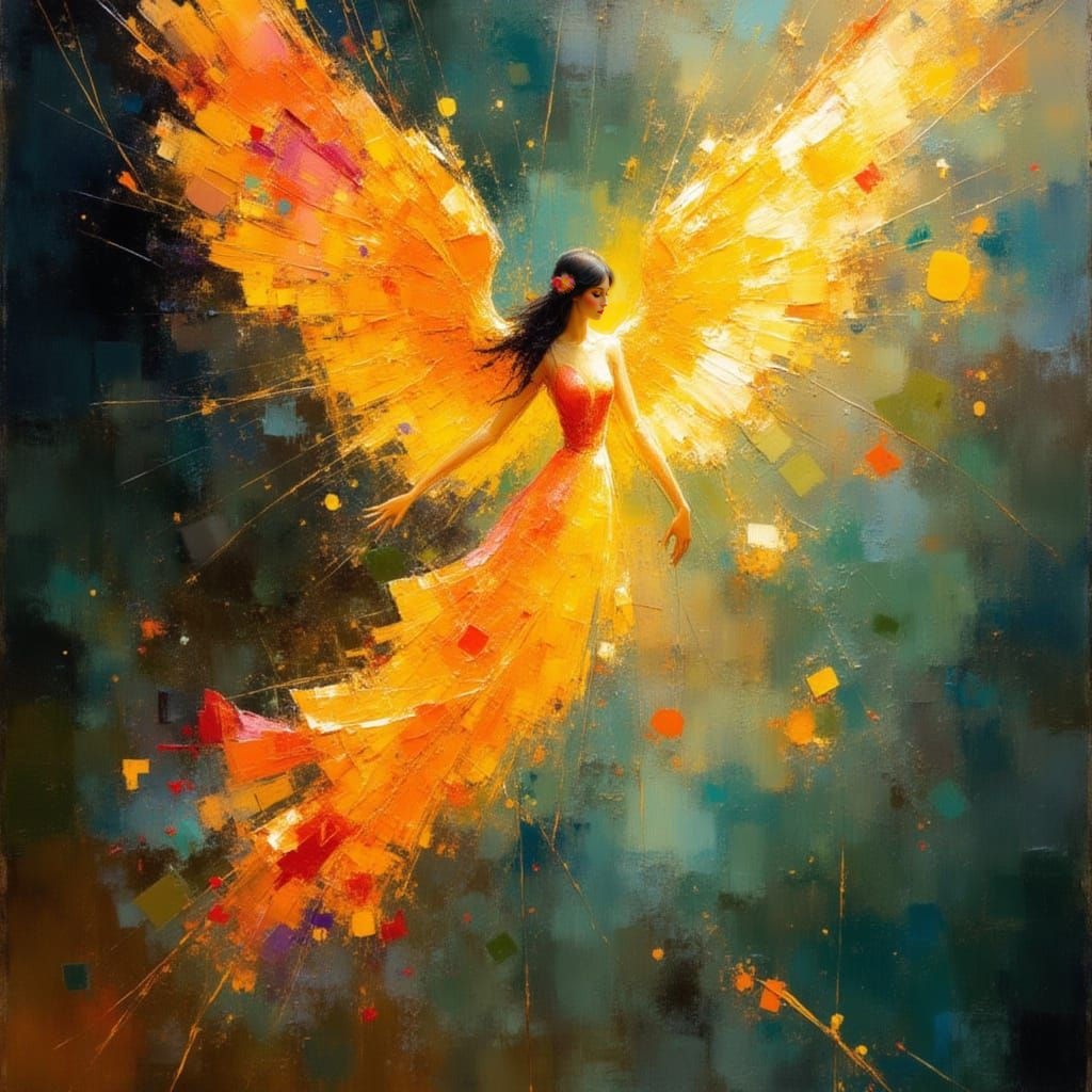 Beaming Angel of Light as Impressionistic Painting