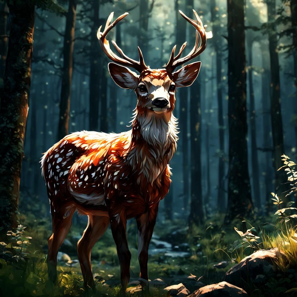 Anime Style 3D Deer Concept Art