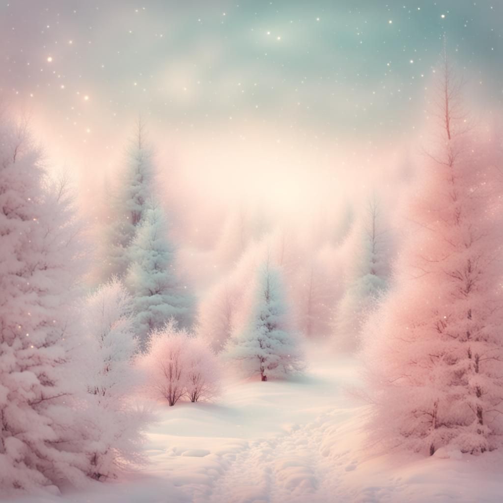 Dreamy Pastel Christmas Landscape