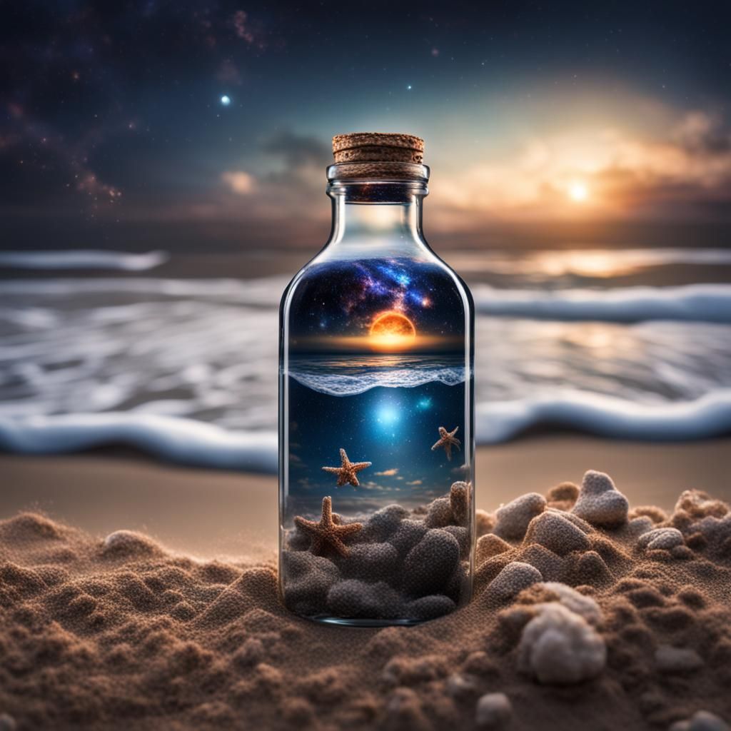 Dark Galaxy in a Bottle on the Beach