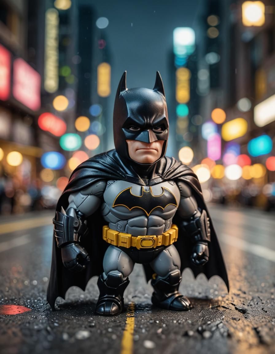 Macro Photo of Batman Toy in Tilt-Shift Style