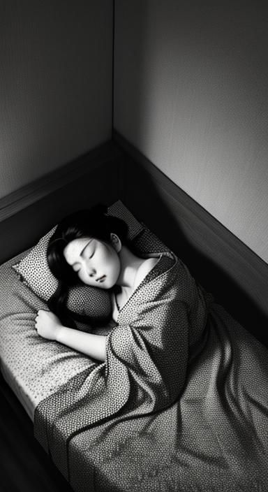 Ukiyo-e Bedroom Scene with Edward Hopper Lighting