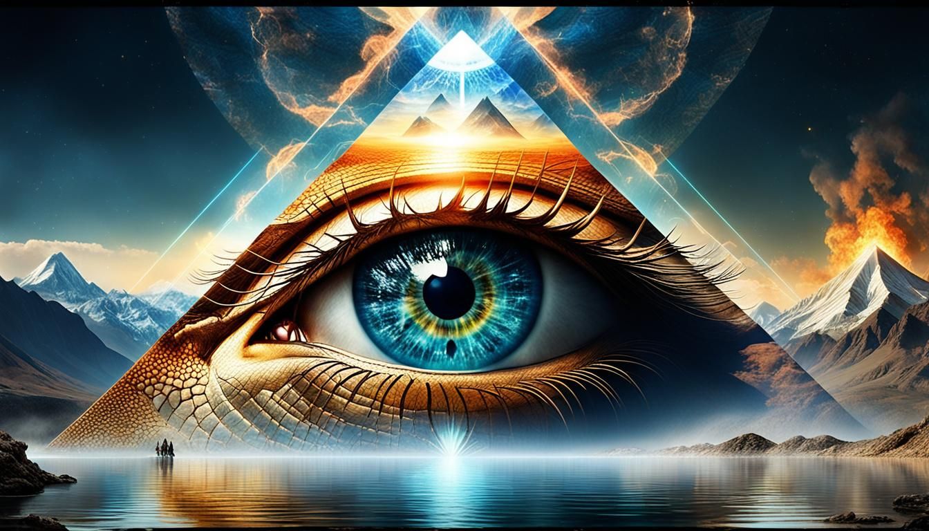 Mystical Double Exposure: Dragon, Human, Lioness, Tiger