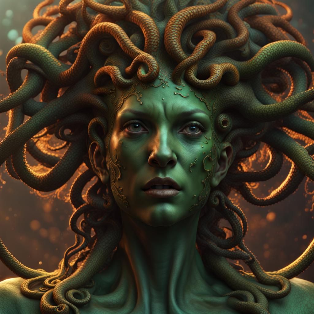Detailed Medusa Portrait, Concept Art in Unreal Engine 5