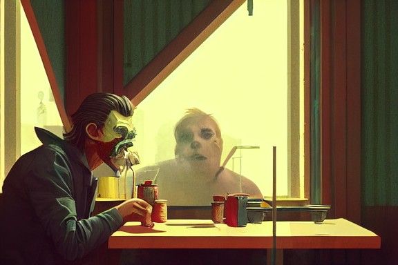 Man in Diner: Post-Apocalyptic Wes Anderson Style