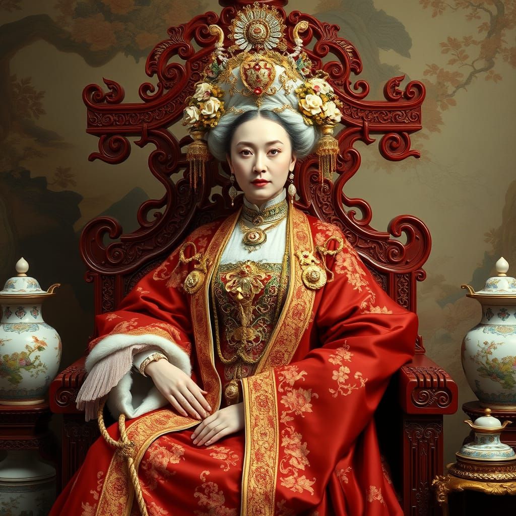 Luxurious Qing Empress Portrait of Marie Antoinette