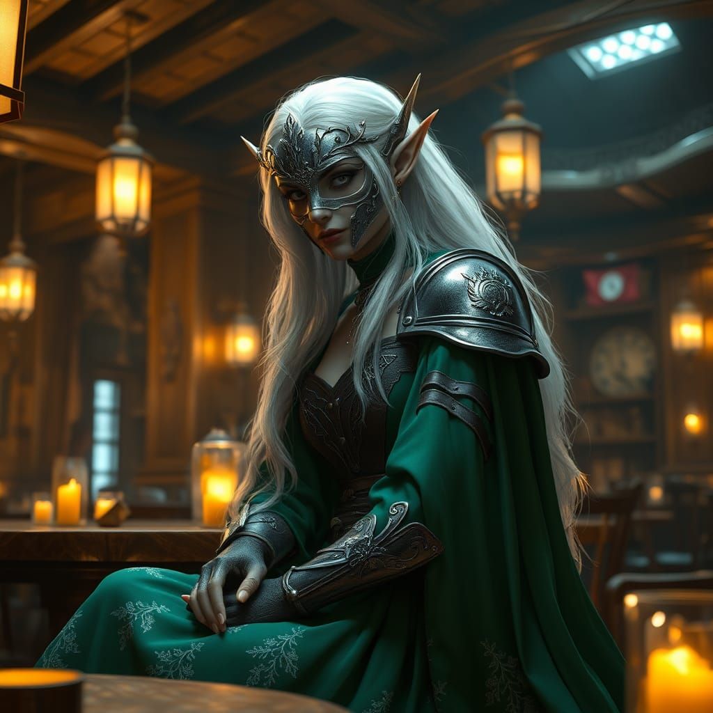 Wood-Elf Guardian in Emerald Green Dress