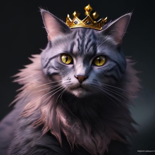 Cat Wearing Crown: Detailed Fantasy Concept Art