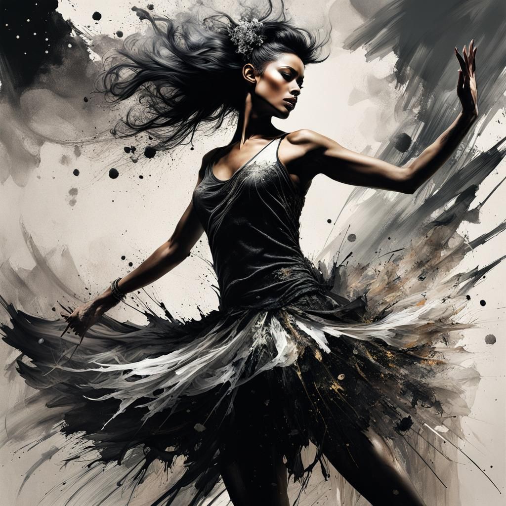 Explosive Ink Splatter Painting of a Dancer