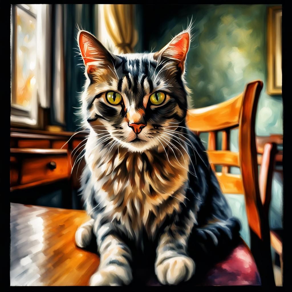 Melancholic Cat in Film Noir Photography Style