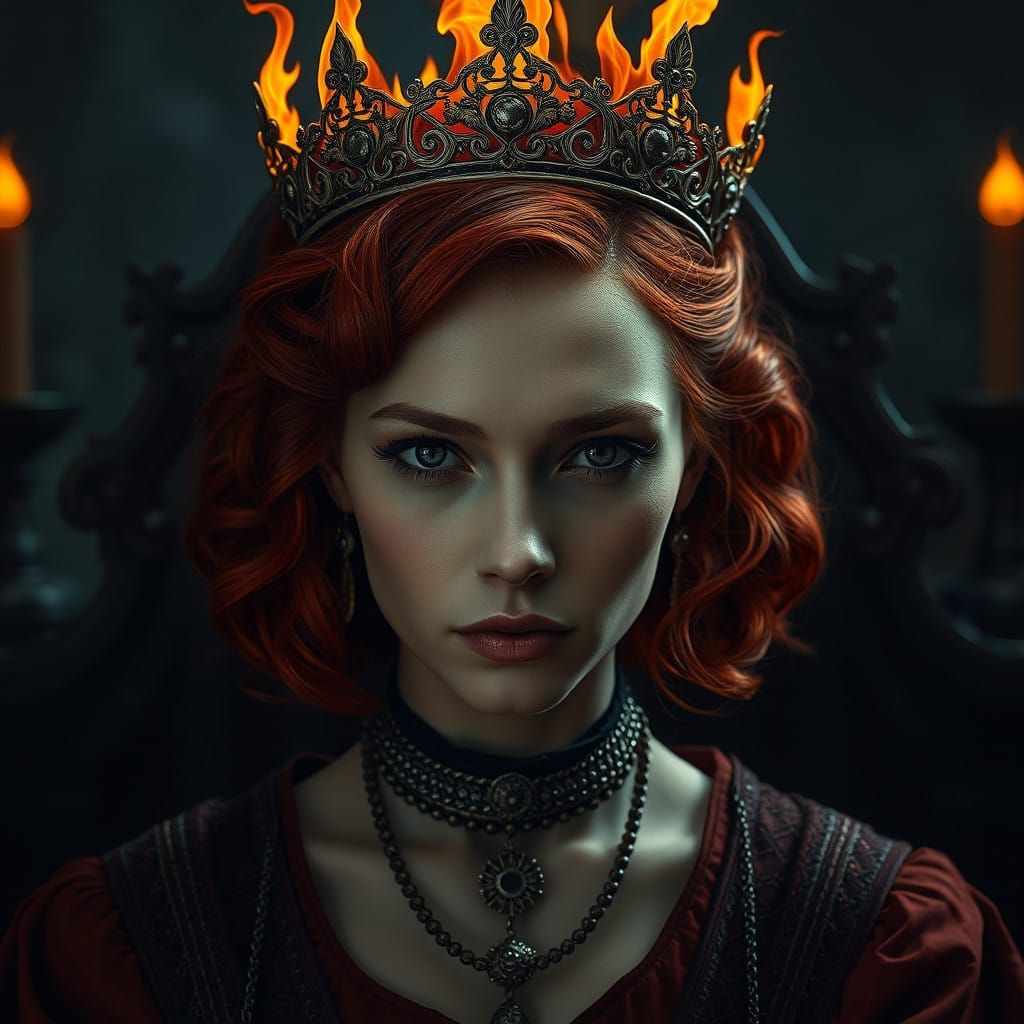 Regal Woman in Mystical Medieval Fantasy Scene