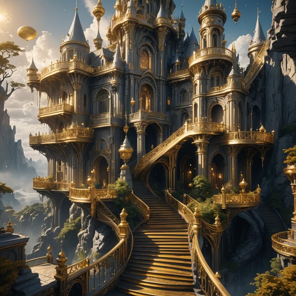 Golden City in the Sky: Fantasy Concept Art