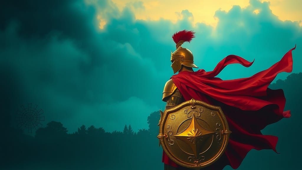 Mystical Roman Knight in Teal Hues