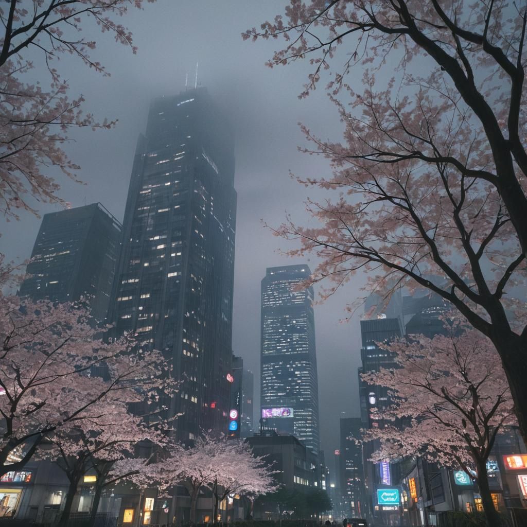 Ghostly Figure in Hyperrealistic Tokyo Cityscape