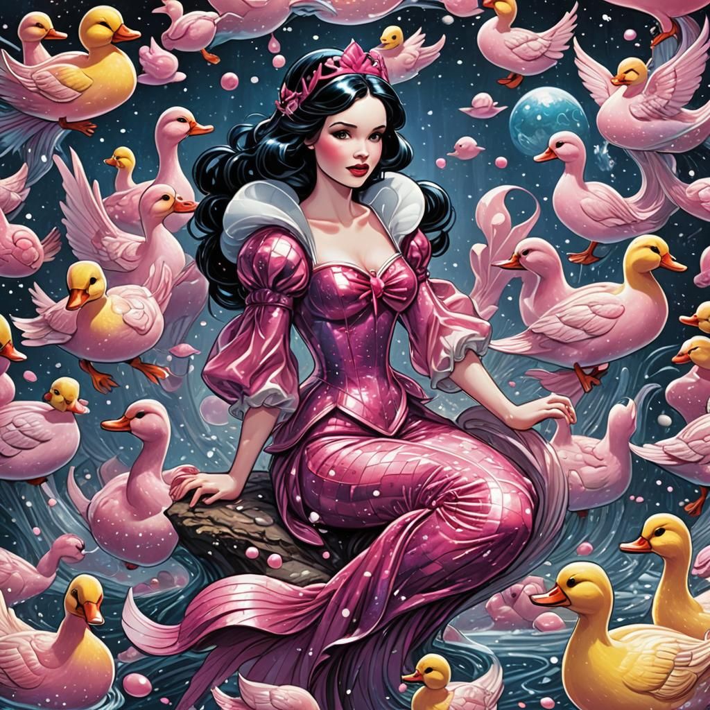 Snow White Space Mermaid in Comic Book Style