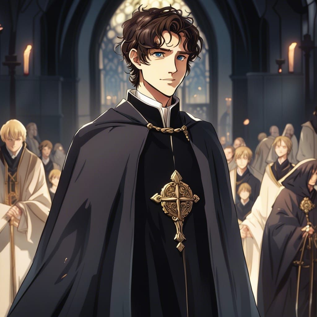 Anime Style Young Priest with Angelic Face