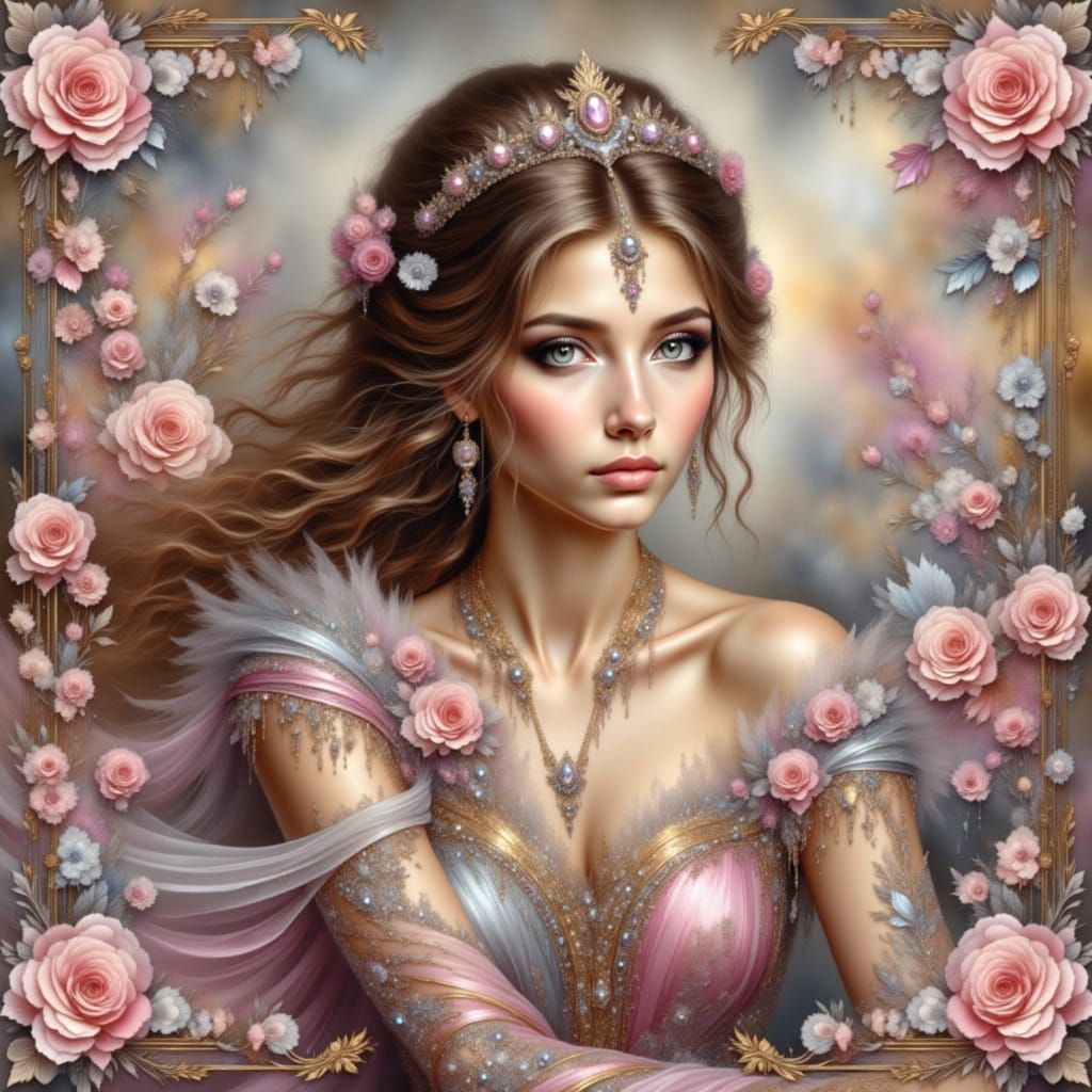 Ethereal Princess in Shimmering Gown